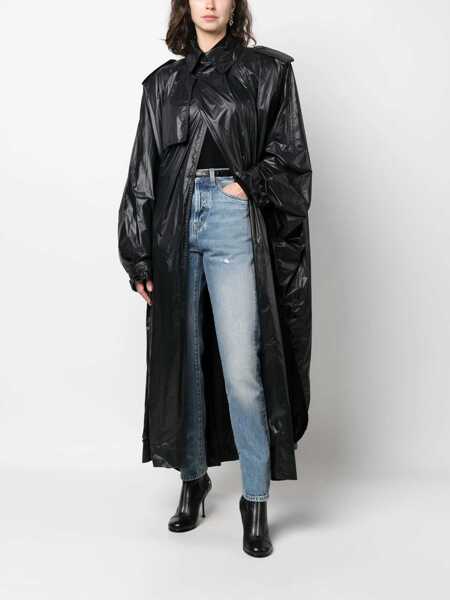 Paltoane Saint Laurent Saint Laurent Nylon Cloak Coat Black Femei (BM 10321253) 2