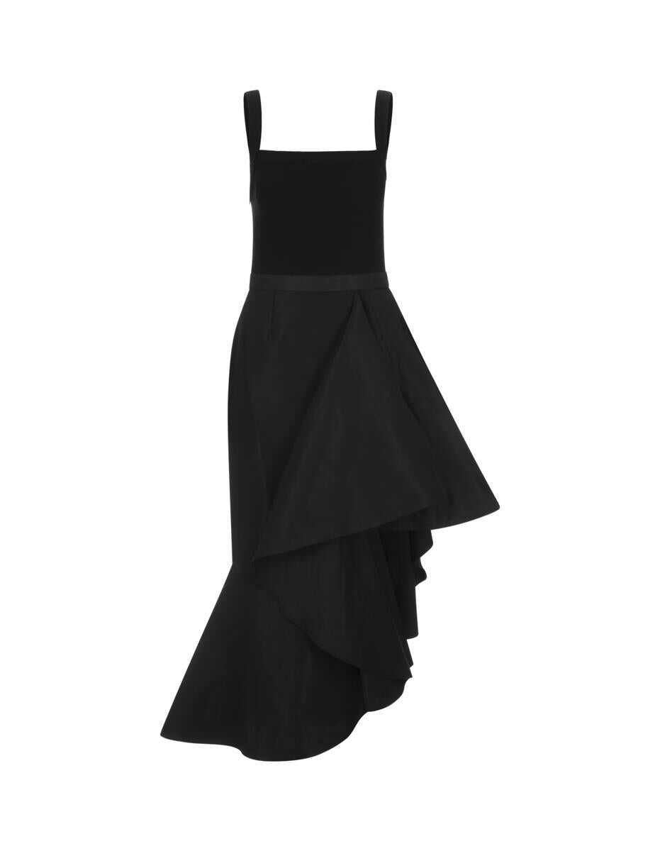 Alexander McQueen ALEXANDER MCQUEEN Midi Dress With Asymmetrical Draping In Black