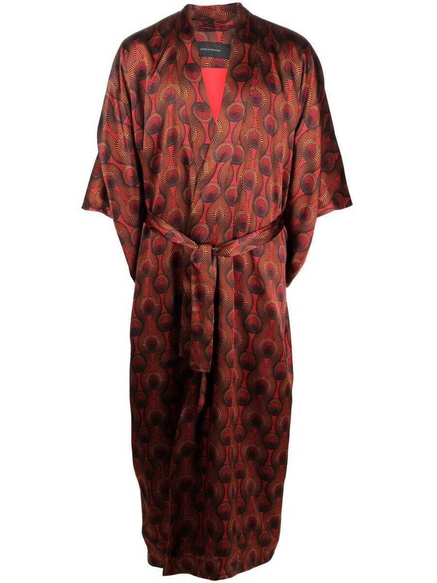 OZWALD BOATENG OZWALD BOATENG Printed silk long kimono Red
