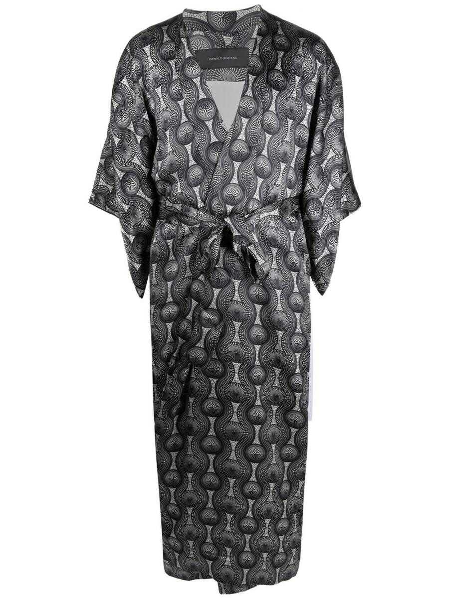 OZWALD BOATENG OZWALD BOATENG Printed silk long kimono Grey