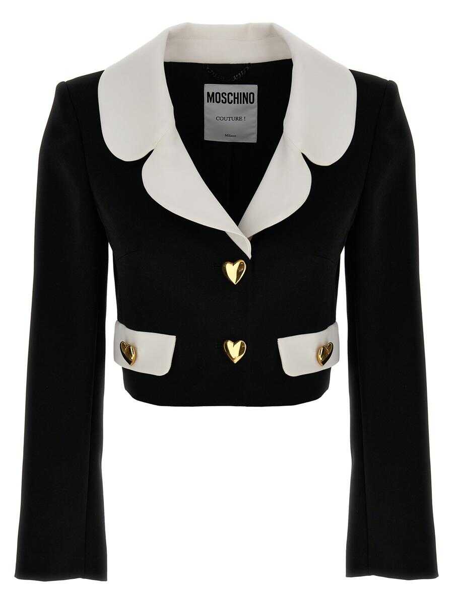 Moschino MOSCHINO \'Heart Buttons\' cropped jacket White/Black
