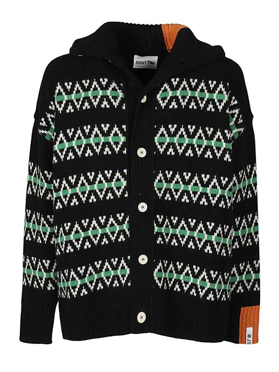 RIGHT FOR RIGHT FOR Wool jaquard cardigan BLACK