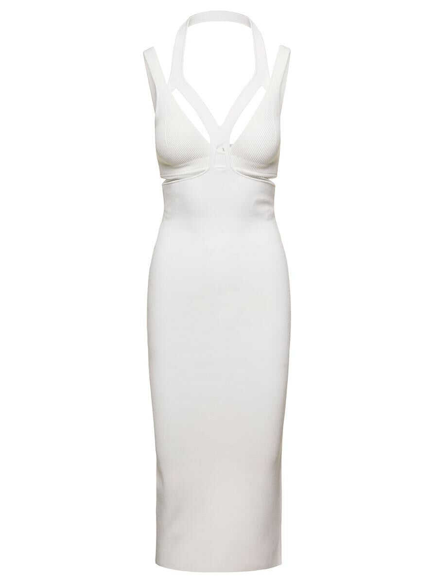 DION LEE \'Interlink\' Midi White Dress with Cut-Out Detail in Viscose Blend Woman White
