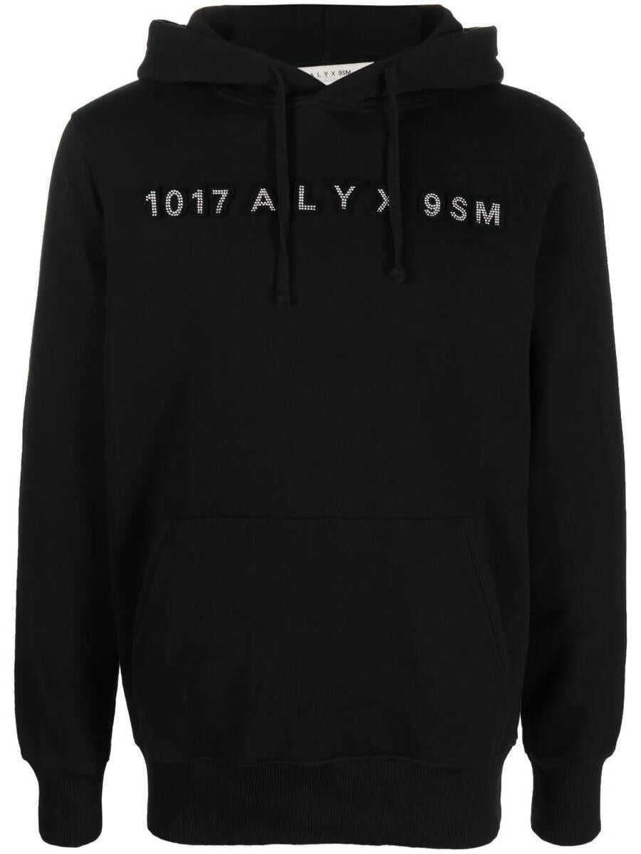 1017 ALYX 9SM 1017 1017 ALYX 9SM 9SM studded-logo detail hoodie BLACK WHITE