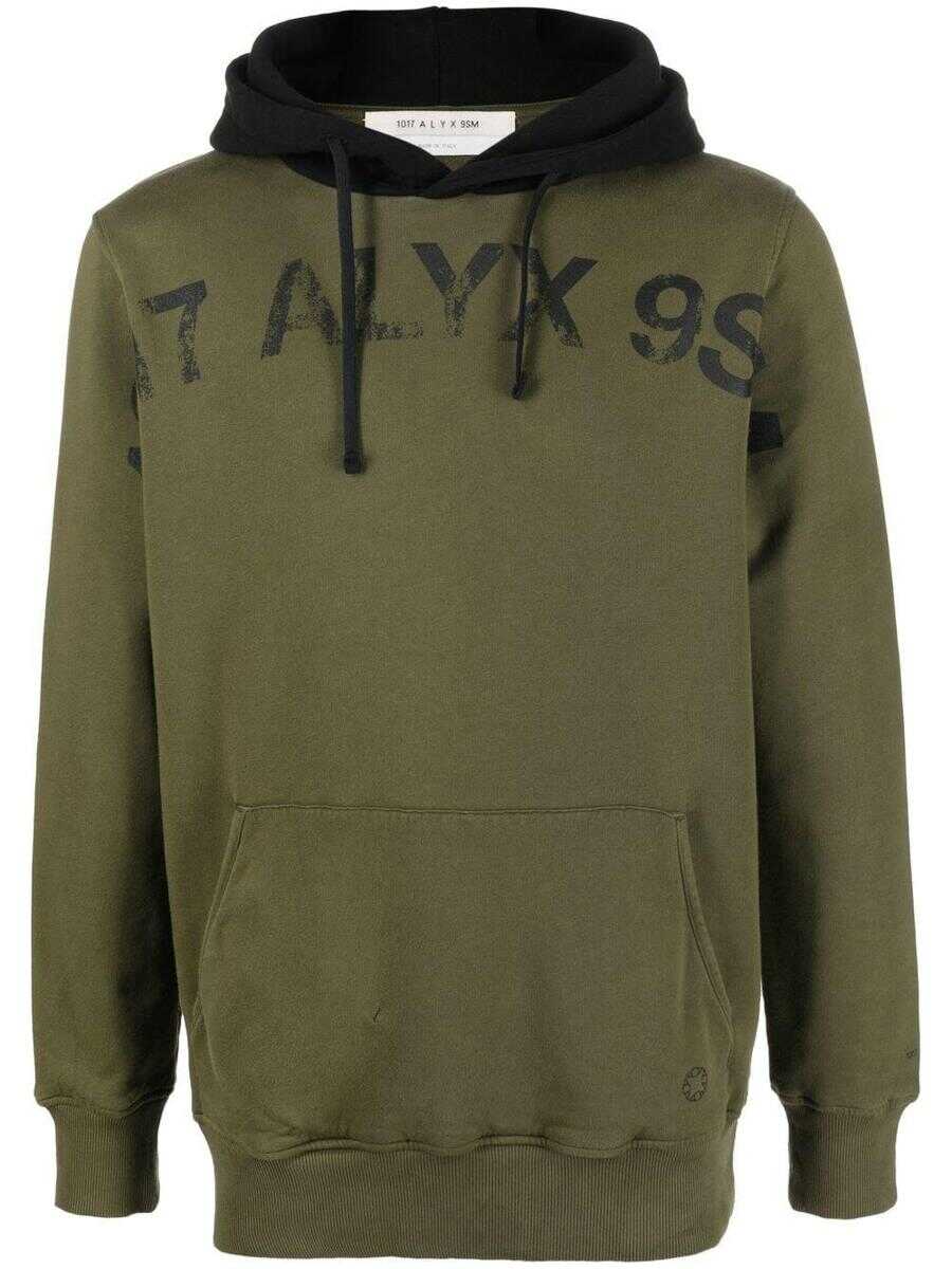 1017 ALYX 9SM 1017 1017 ALYX 9SM 9SM logo-print cotton hoodie VERDE MILITARE