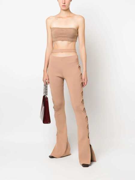 Pantaloni casual ANDREADAMO Andredamo Cut Out Pants With Lacing Beige Femei (BM 10351973) 2