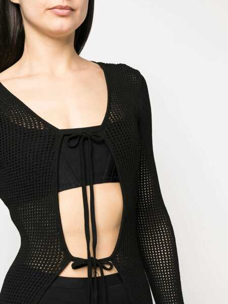 Cardigane ANDREADAMO Andredamo Openwork Long Cardigan Black Femei (BM 10352030) 5