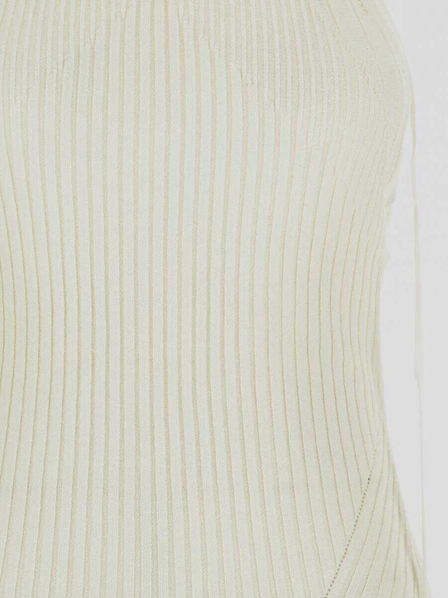 ANDREADAMO Andreadamo Ribbed Knit Midi Dress White