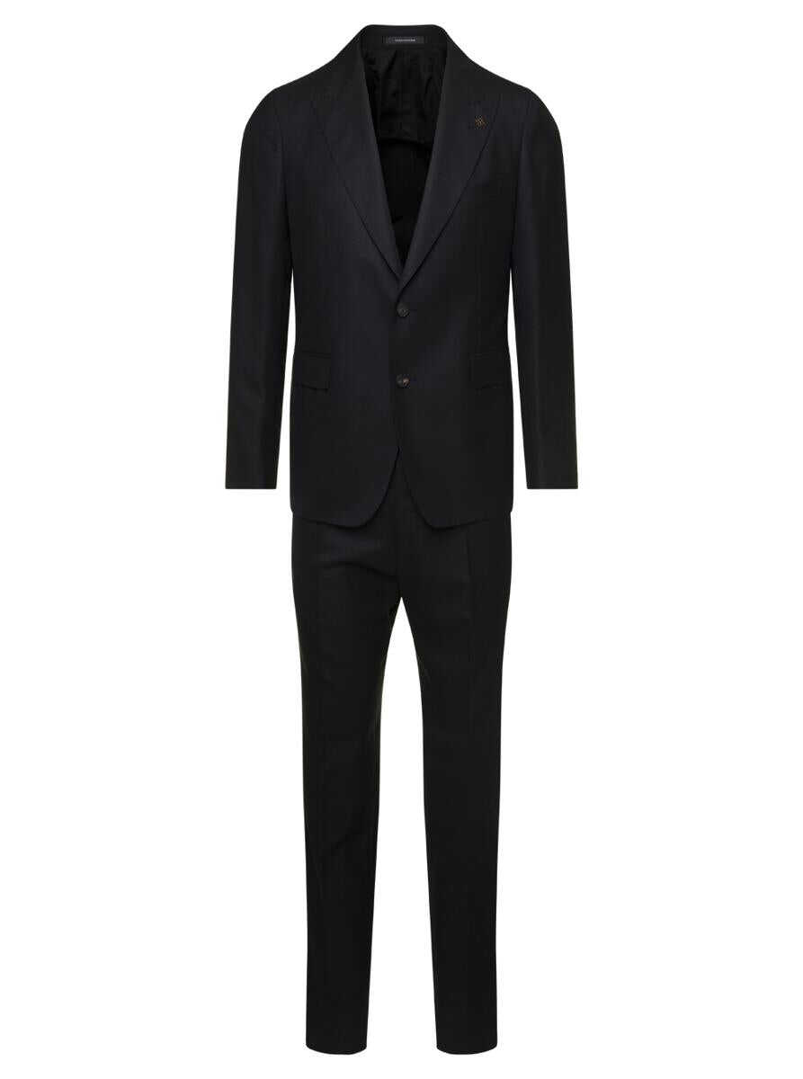 Tagliatore Blue Single-Breasted Tailored Suit in Wool Man Tagliatore Black