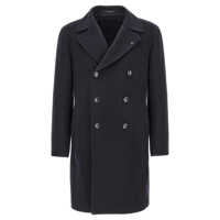 Paltoane 'Arden' Blue Double-Breasted Coat With Notched Revers In Wool And Cashmere Man Barbati