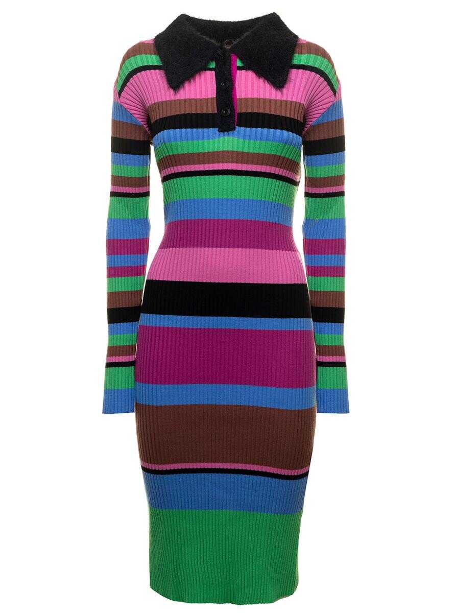 ANDERSSON BELL STRIPED POLO KNIT DRESS Multicolor