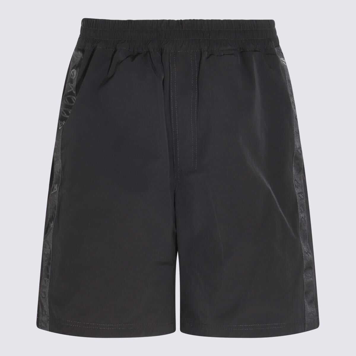 44 LABEL GROUP 44 LABEL GROUP BLACK COTTON BLEND TRACK SHORTS Black