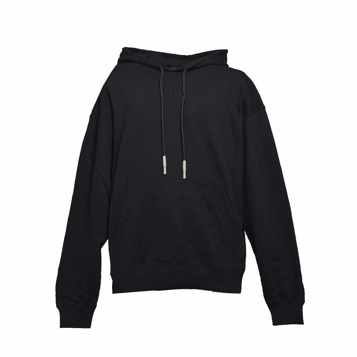 M44 LABEL GROUP Black Hoodie with Tonal Logo Embroidery in Cotton Man BLACK