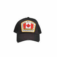 Sepci DSQUARED2 Multicoloured 'Fuck all but the flag' embroidered black hat with visor Dsquared2 Barbati