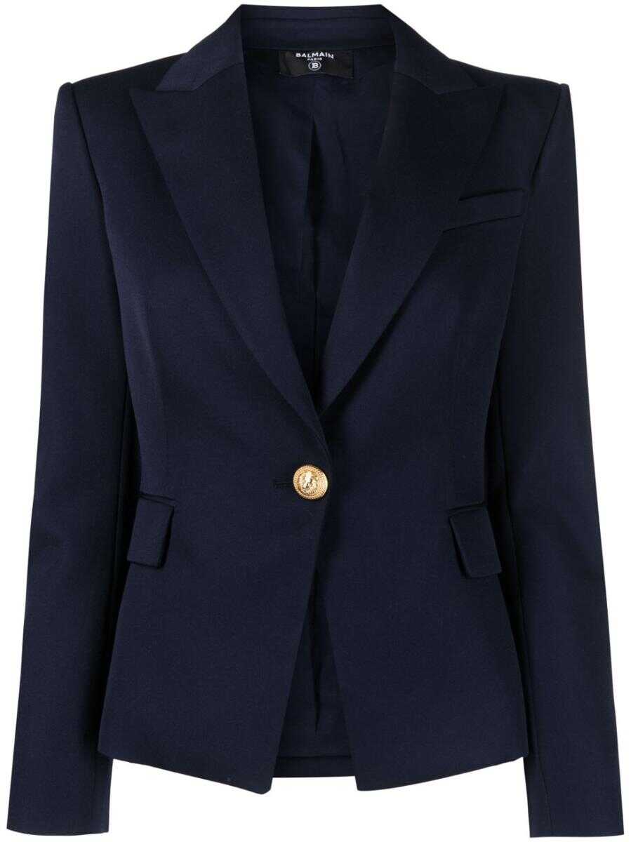Balmain BALMAIN Single-breasted wool jacket Blue