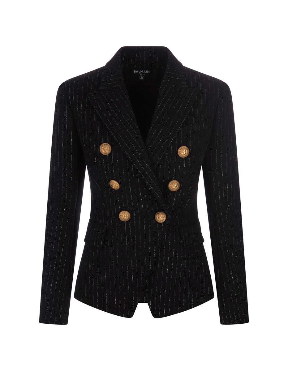 Balmain BALMAIN Double-breasted pinstripe blazer BLACK