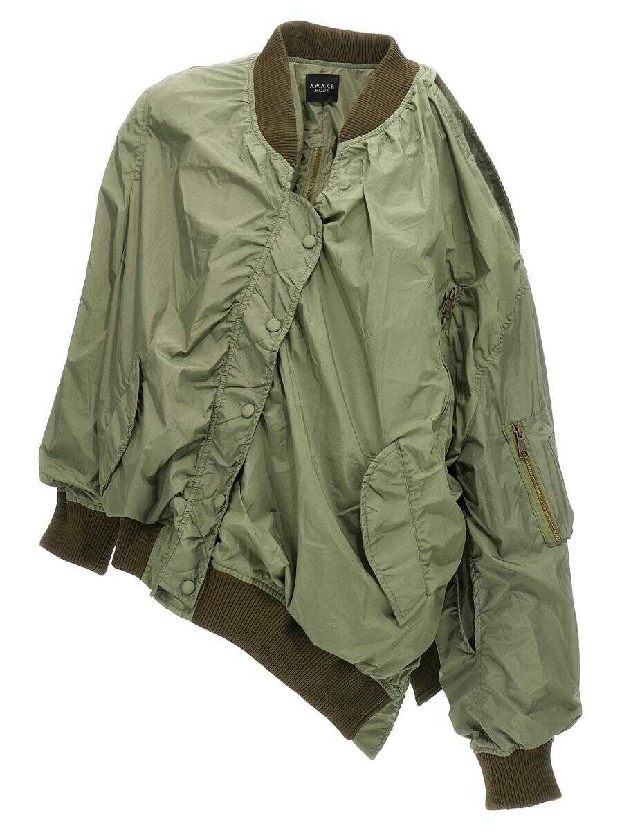 A.W.A.K.E. MODE A.W.A.K.E. MODE \'Deconstructed Oversized\' bomber jacket GREEN