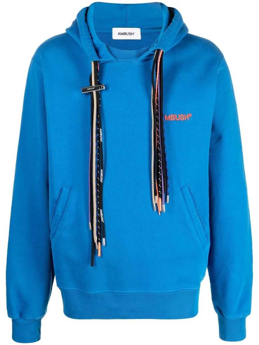 AMBUSH AMBUSH MULTICORD COTTON SWEATSHIRT WITH DRAWSTRING Blue