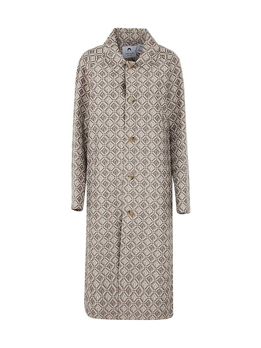 MARINE SERRE MARINE SERRE MOON DIAMANT REGENERATED JACQUARD PARDESSUS CLOTHING BROWN
