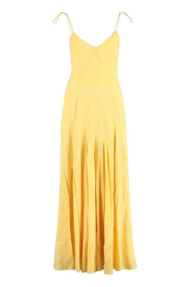 SPORTMAX SPORTMAX CANCAN KNITTED VISCOSE SLIP-DRESS Yellow