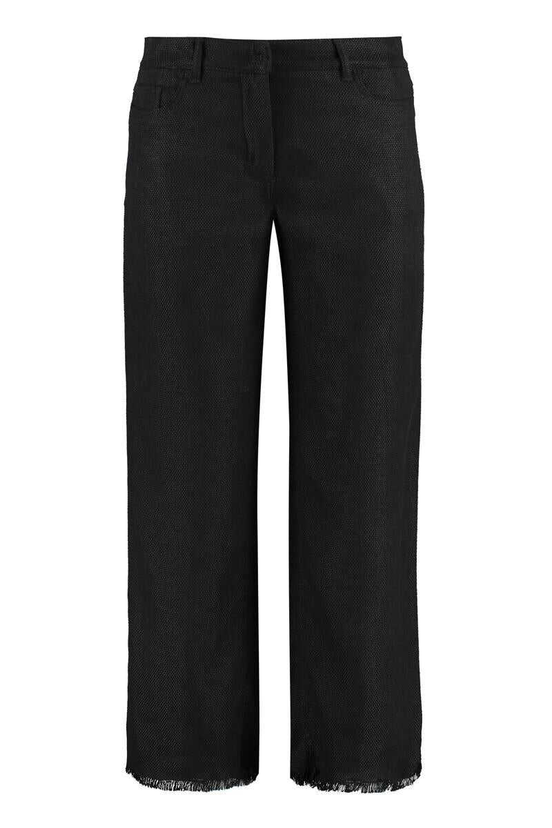 Max Mara \'S MAX MARA CERVIA COTTON-LINEN TROUSERS black