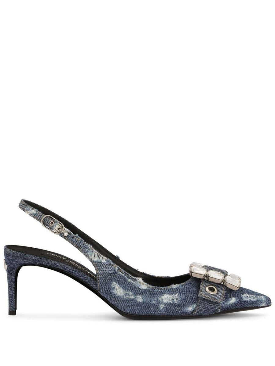 Dolce & Gabbana DOLCE & GABBANA Denim patchwork slingback pumps Blue