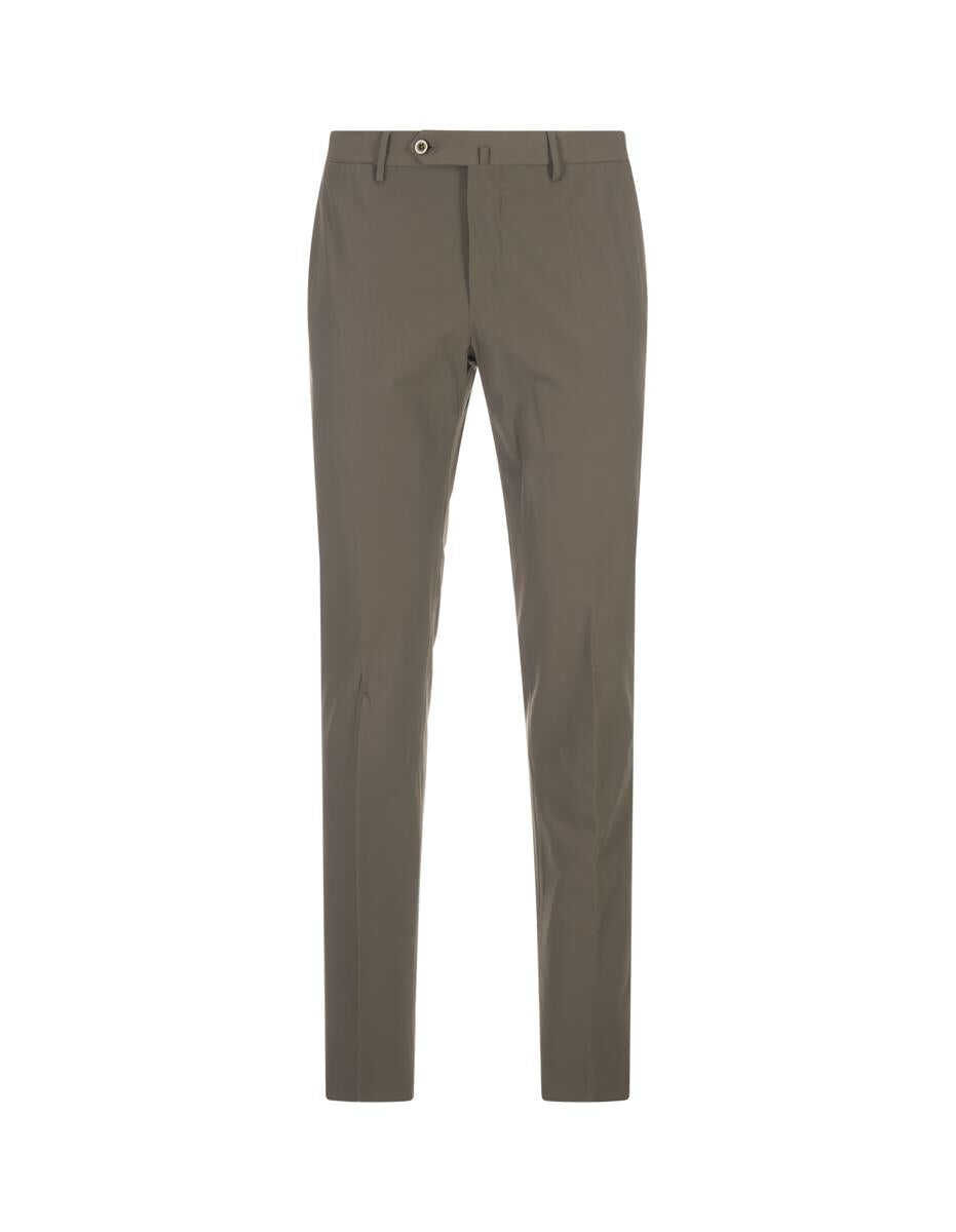 PT TORINO PT TORINO Tapered Classic Trousers in Khaki Technical Fabric Brown