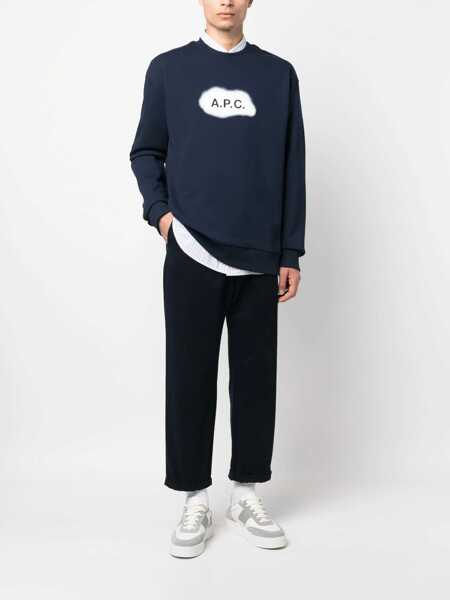 Pulovere A.P.C. A.P.C. Logo Organic Cotton Sweatshirt BLUE Barbati (BM 10397705) 2