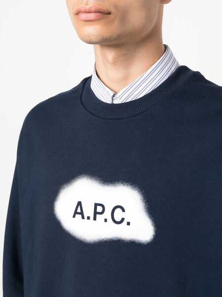 Pulovere A.P.C. A.P.C. Logo Organic Cotton Sweatshirt BLUE Barbati (BM 10397705) 5