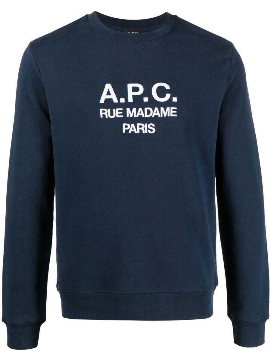 A.P.C. A.P.C. COTTON SWEATSHIRT WITH LOGO Blue