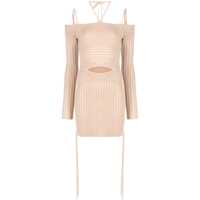 Rochii Andreādamo Knit Ribbed Mini Dress Femei