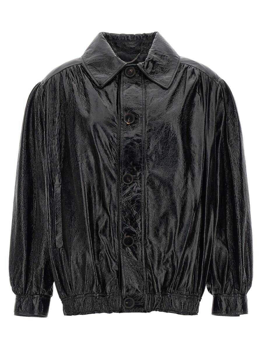 Alessandra Rich ALESSANDRA RICH Leather bomber jacket BLACK