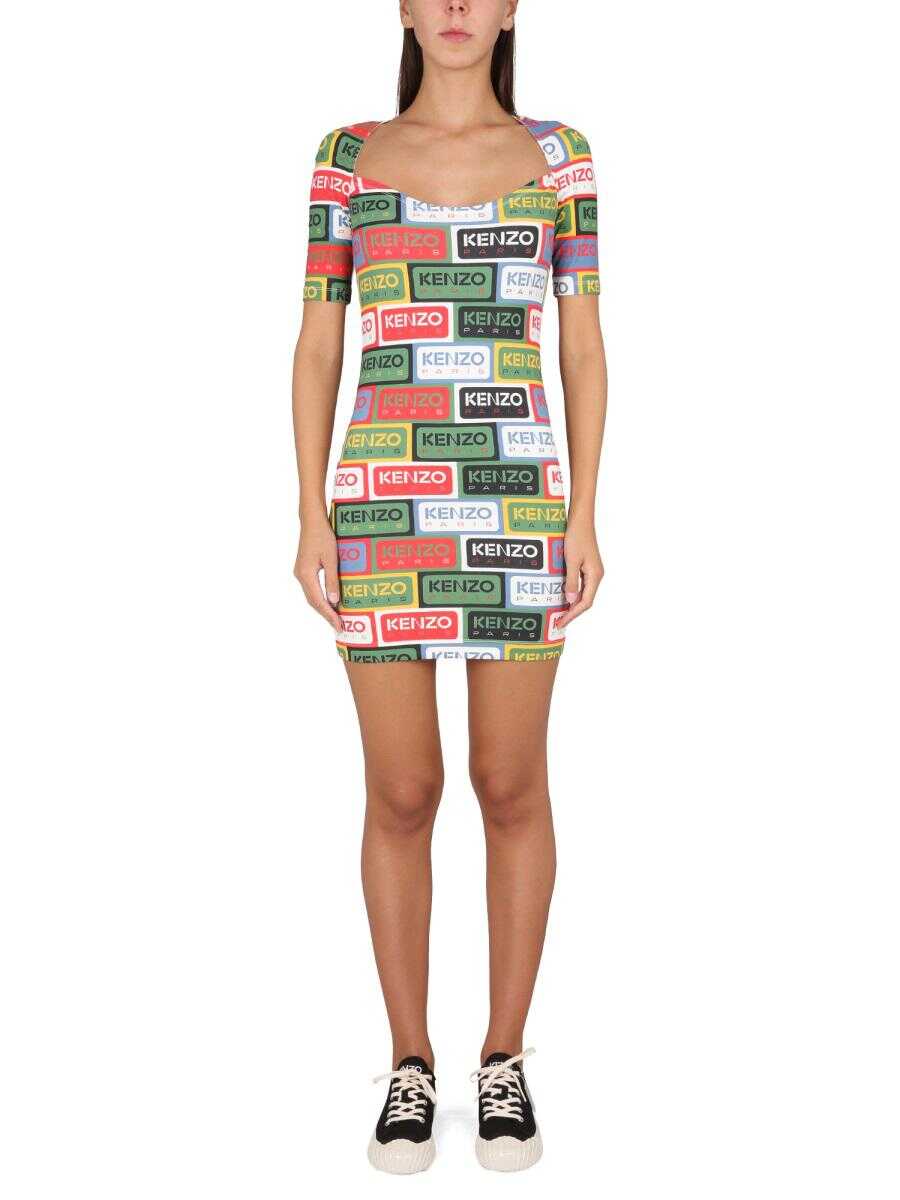 Kenzo BODYCON DRESS \'KENZO LABELS\' MULTICOLOUR