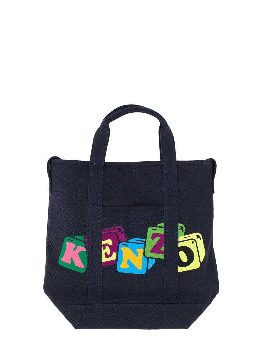 Kenzo KENZO BOKE BLOCKS TOTE BAG BLUE