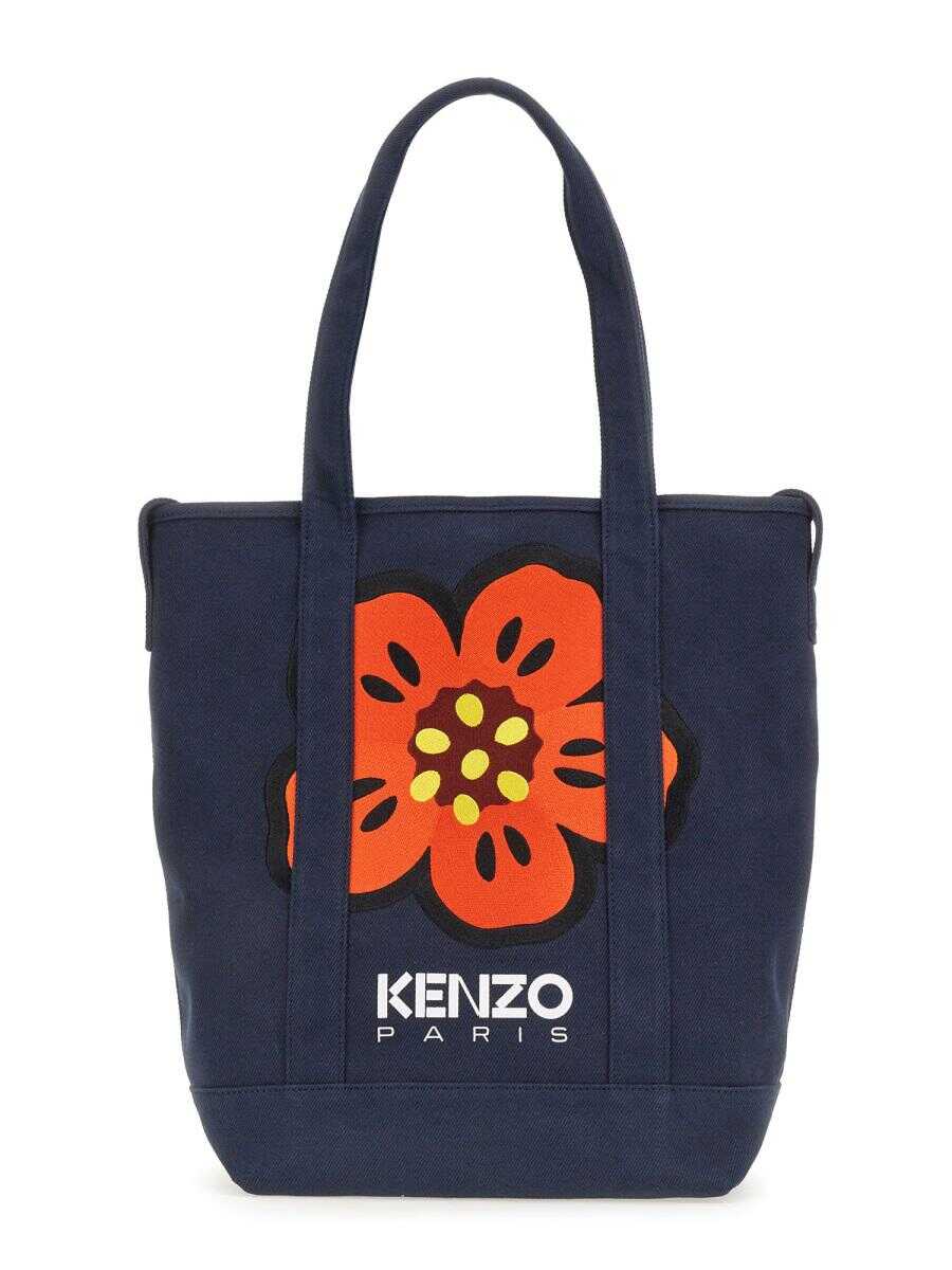 Kenzo KENZO BOKE FLOWER SHOULDER TOTE BAG BLUE