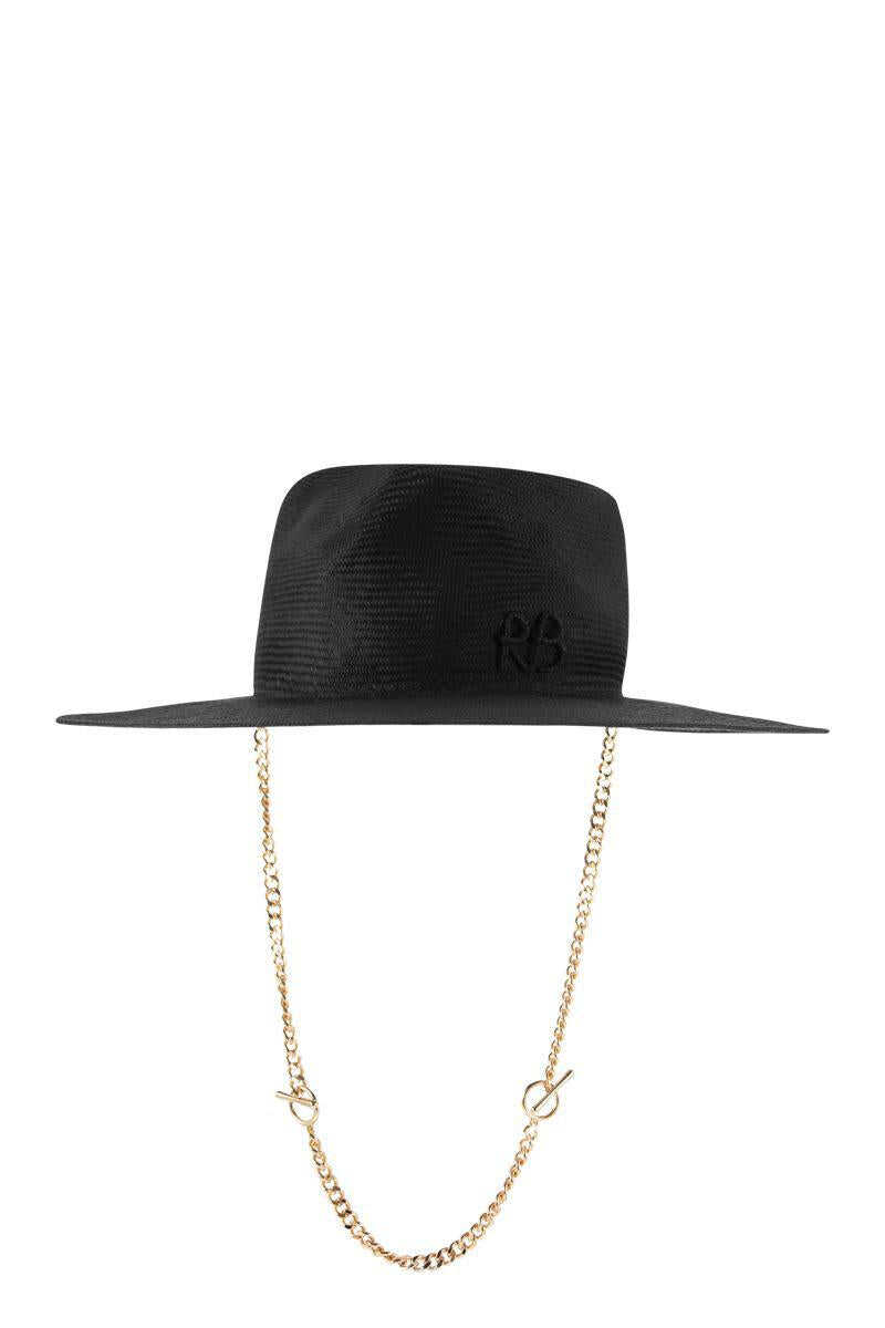 RUSLAN BAGINSKIY RUSLAN BAGINSKIY FEDORA - Hat with chain strap BLACK