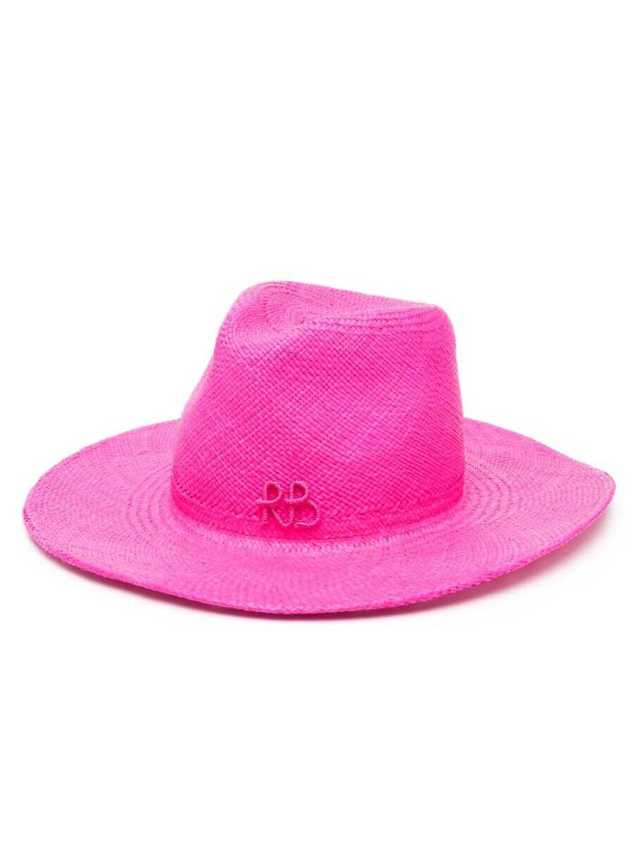 RUSLAN BAGINSKIY RUSLAN BAGINSKIY Fedora straw hat Pink