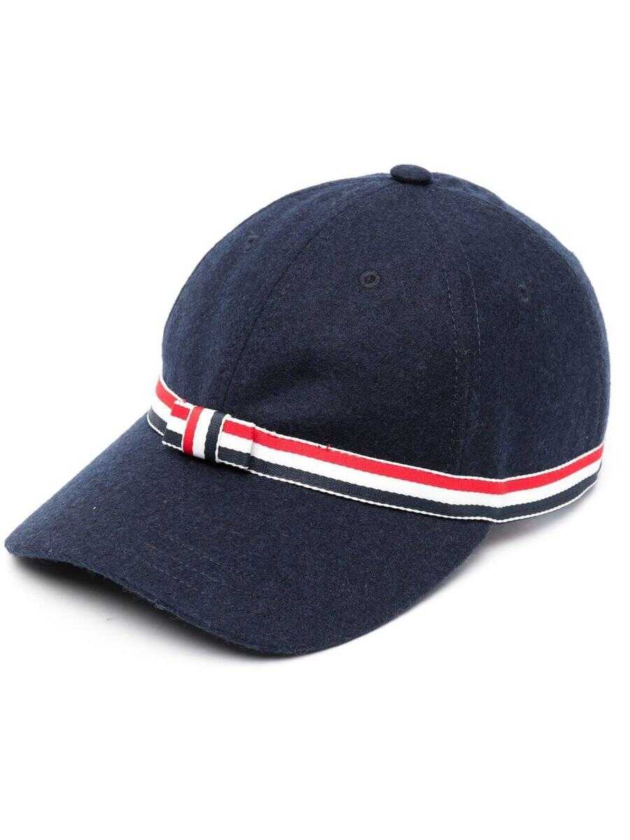 Thom Browne THOM BROWNE GG BOW BASEBALL CAP IN WOOL FLANNEL ACCESSORIES Blue