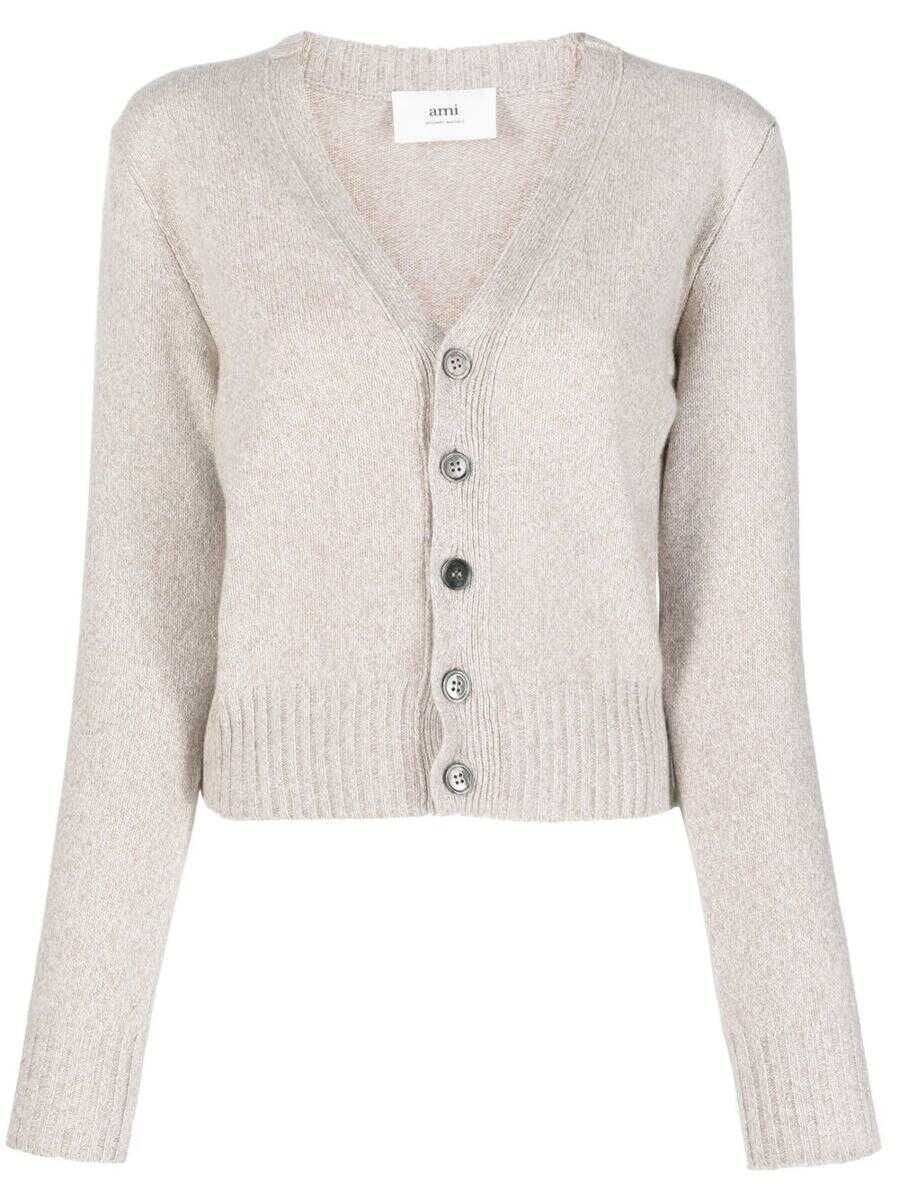 AMI Paris AMI PARIS Ami De Couer cashmere cardigan BEIGE