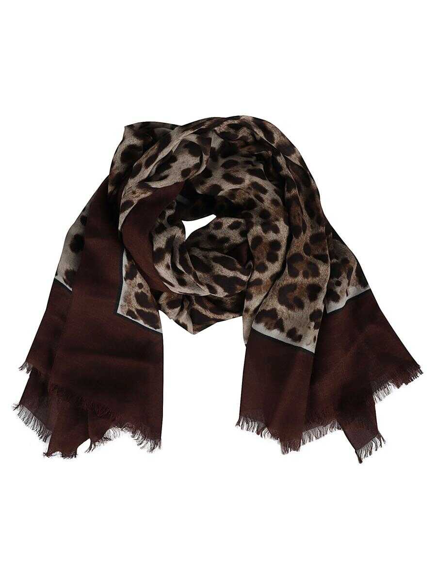 Dolce & Gabbana DOLCE & GABBANA Leopard print foulard LEO BORDO MARRONE