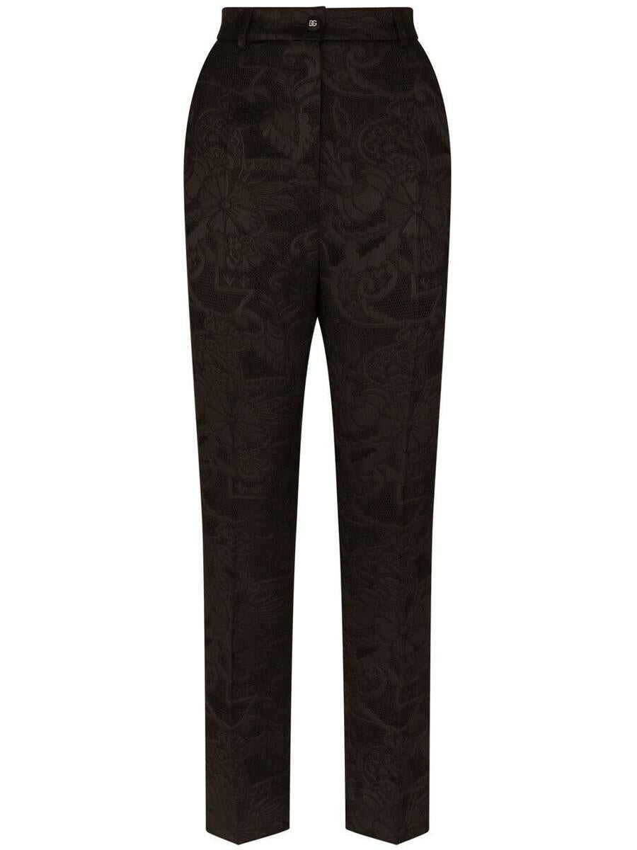 Dolce & Gabbana DOLCE & GABBANA Jacquard high-waist trousers Black