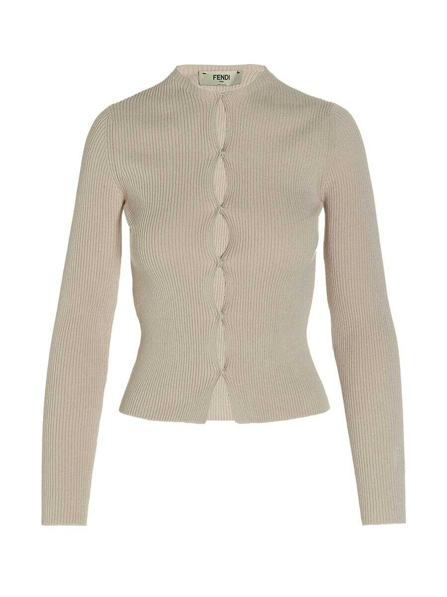 Fendi FENDI Ribbed cardigan BEIGE