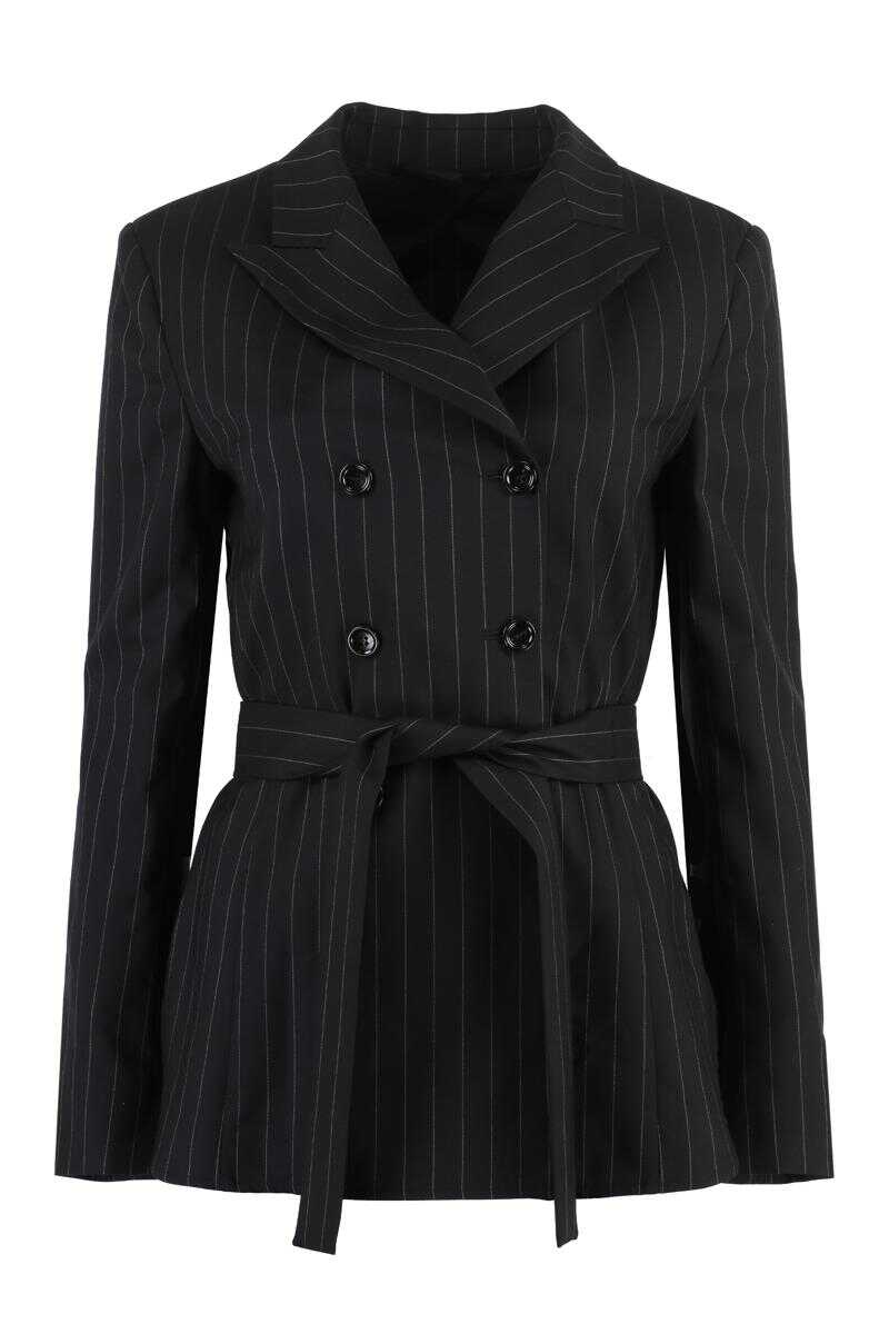 Max Mara MAX MARA GABBIA DOUBLE-BREASTED WOOL BLAZER BLACK