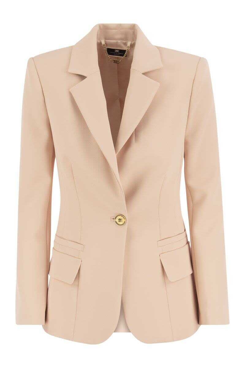 Elisabetta Franchi ELISABETTA FRANCHI Double stretch crepe single-breasted jacket PINK