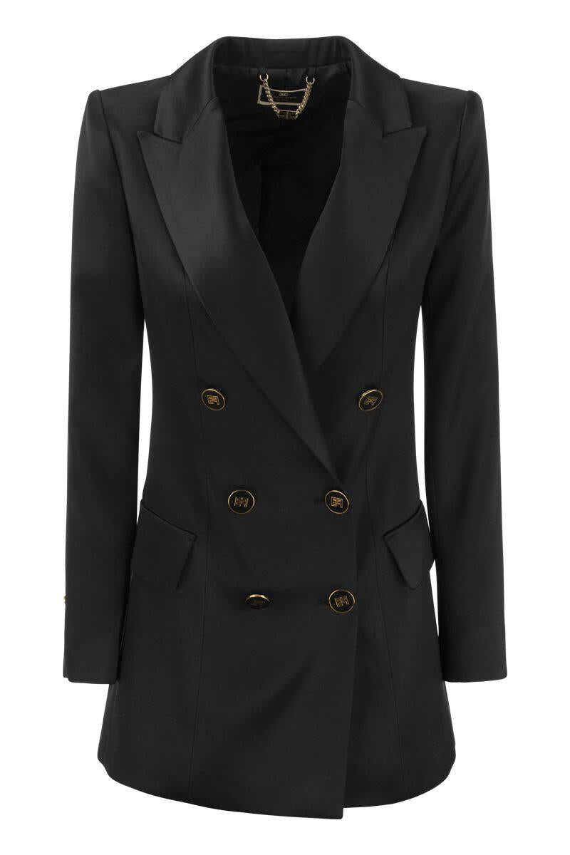 Elisabetta Franchi ELISABETTA FRANCHI Satin jacket with logoed buttons BLACK