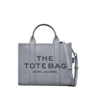 Genti de mana 'The Medium Tote Bag' Grey Shoulder Bag With Logo In Grainy Leather Woman Femei