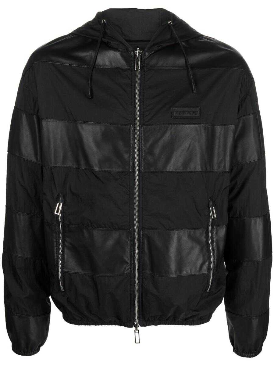 EA7 EA7 EMPORIO ARMANI Leather blouson jacket Black