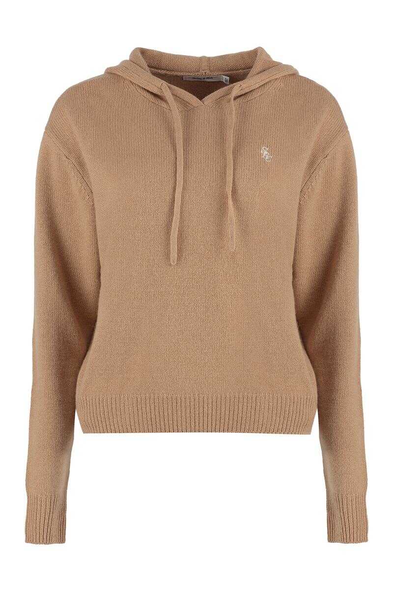 SPORTY & RICH SPORTY & RICH KNITTED HOODIE CAMEL