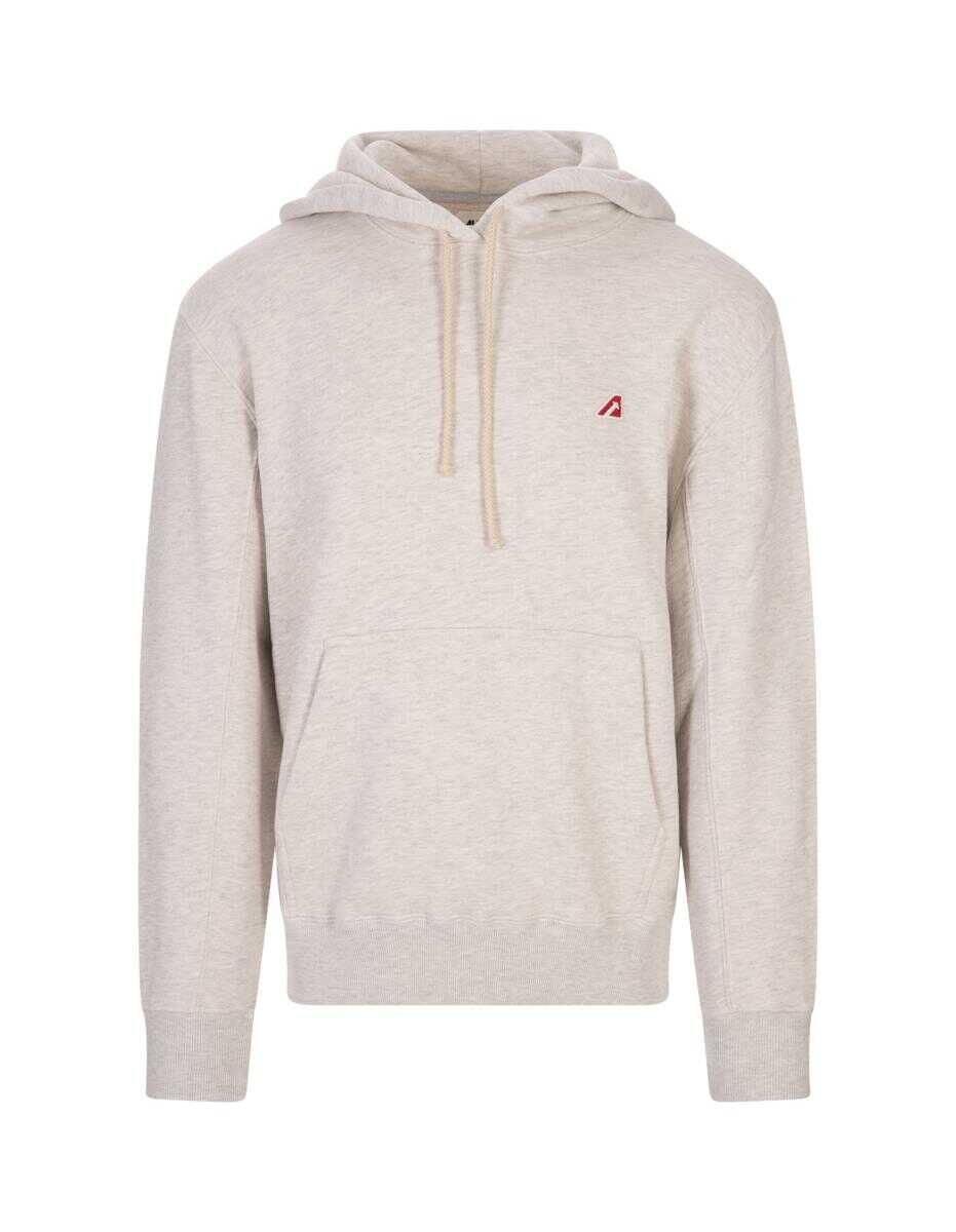 AUTRY AUTRY Melange Light Hoodie With Logo Patch Grey