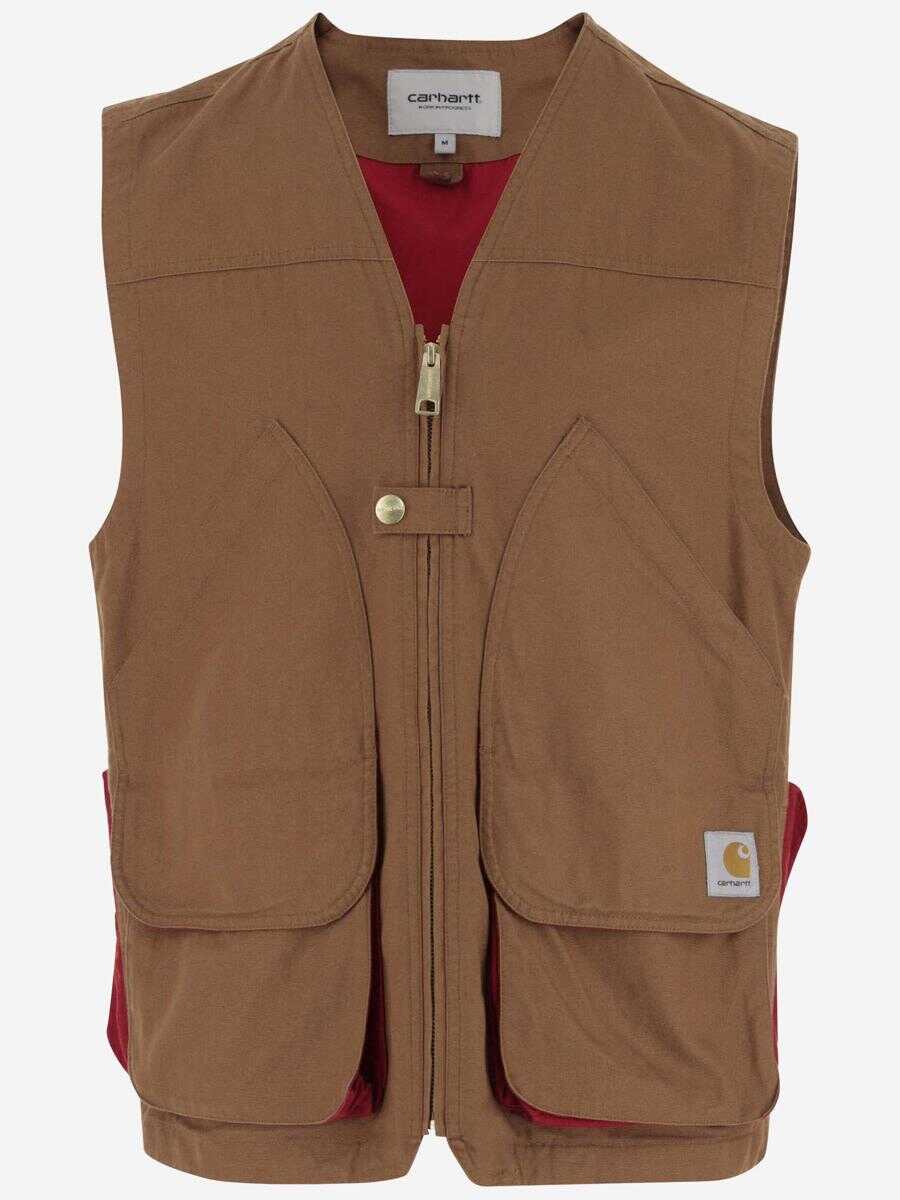 CARHARTT WIP CARHARTT WIP Heston cotton vest Hamilton brown / cherry